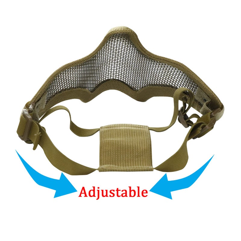 Aoutacc Airsoft Half Face Mask Steel Mesh and Goggles Set, Tactical Masks Protection Gear for Paintball BBS CS Nerf Game Cosplay Halloween Costume Accessories (Tan Camo) - Image 5